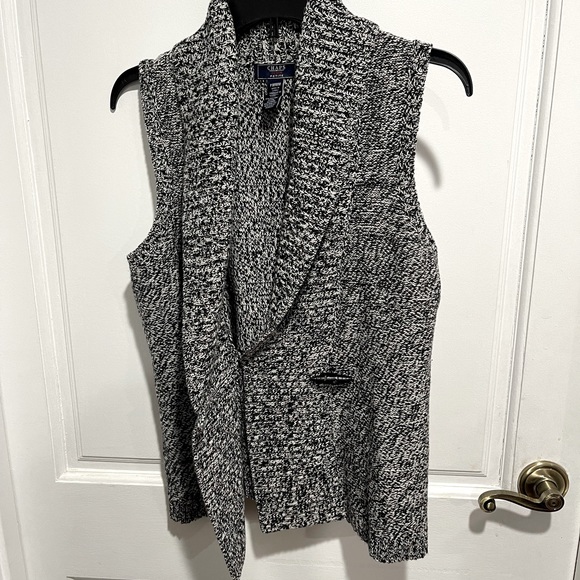 CHAPS Beautiful Tweed Vest, Grey/Black, size PM - Picture 4 of 4